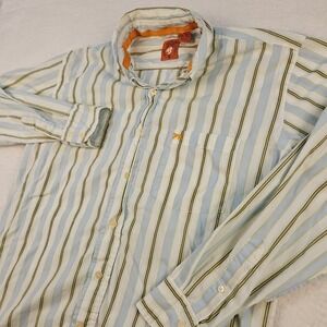 Mens Red Snap Brand 100% Cotton Long Sleeve Multi Stripe Casual Shirt Size M
